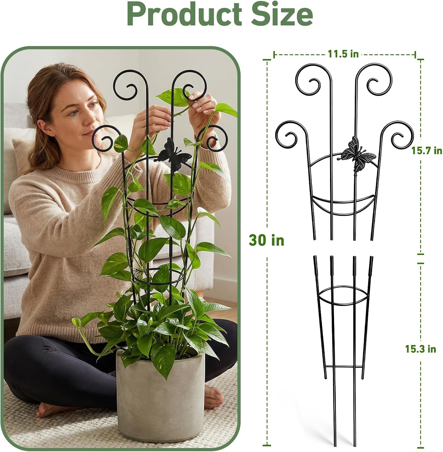 Detalle 2 de Xeeol TPJ13 Expandable Metal Plant Trellis, 30-Inch Butterfly Design, 2-Pack