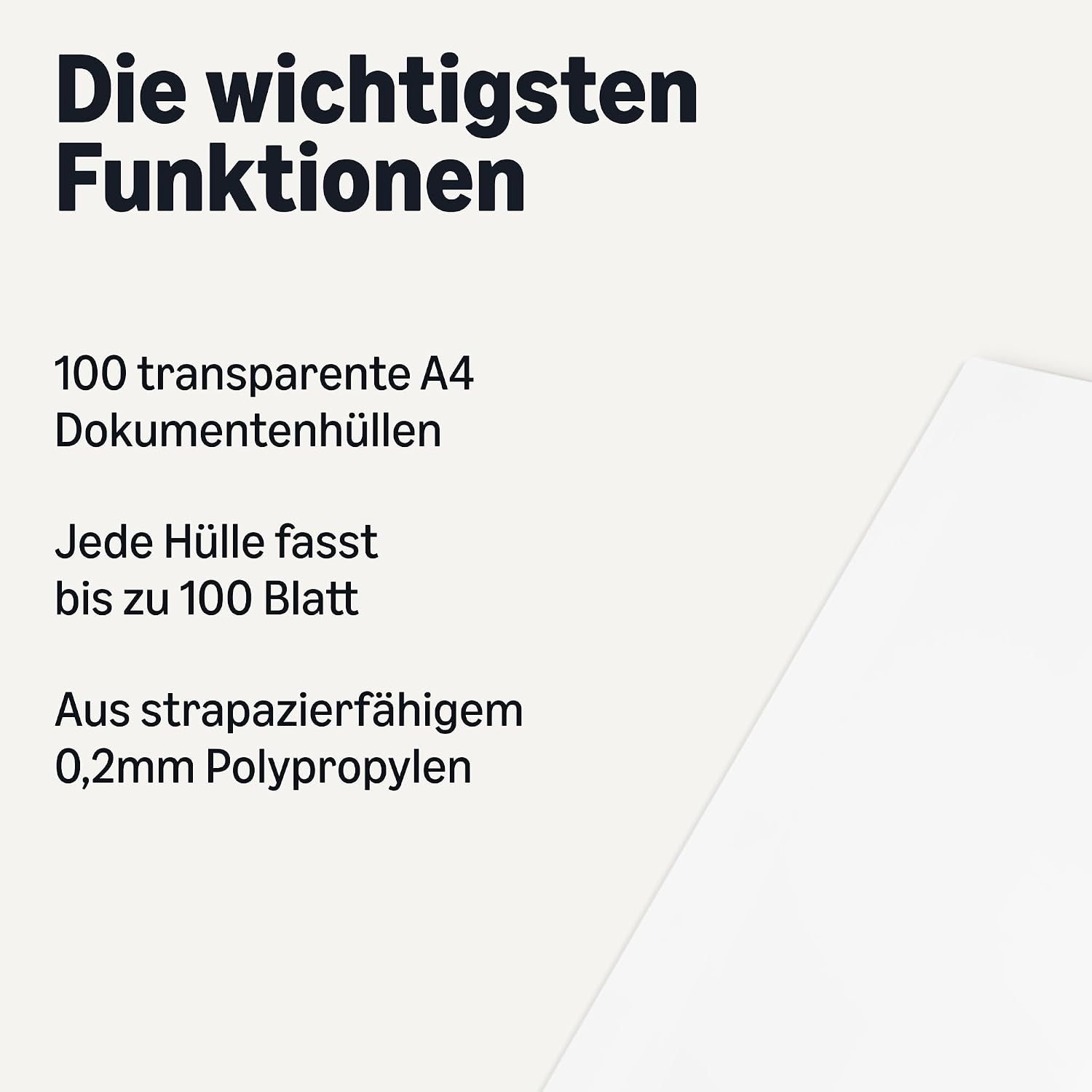 Thumbnail 1 de Amazon Basics Aktenhüllen A4 – Klarsichthüllen, 0,2 mm, Transparent, 100 Stück