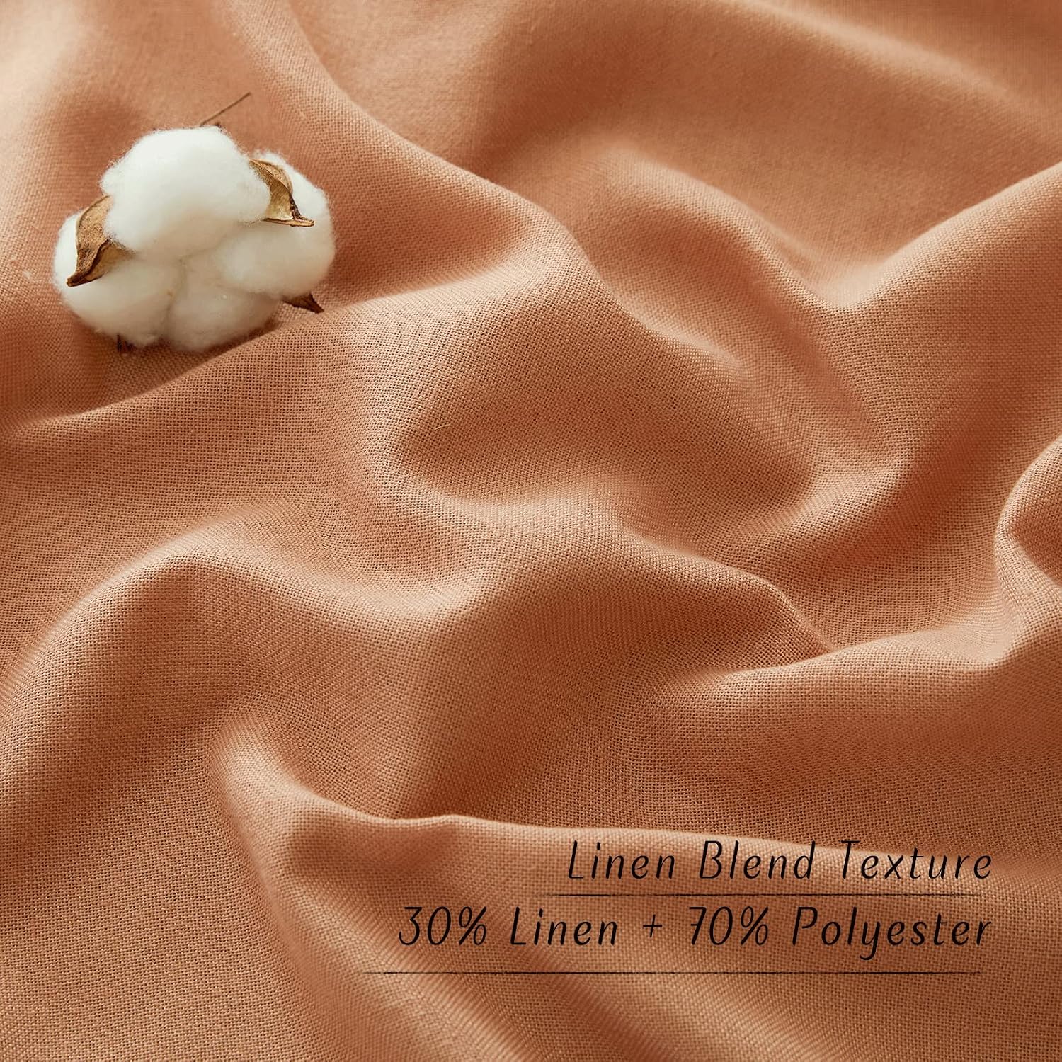 Detalle 2 de NICETOWN Linen Burnt Orange Semi Sheer Curtains (2 Panels) with Grommets, 55"W x 90"L