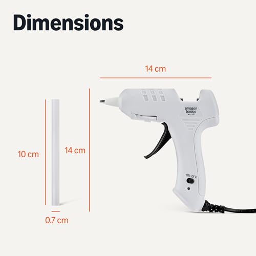 Detalle de Amazon Basics Kit pistolet à colle chaude avec 30 bâtons de colle – 20 W, prise EU, blanc