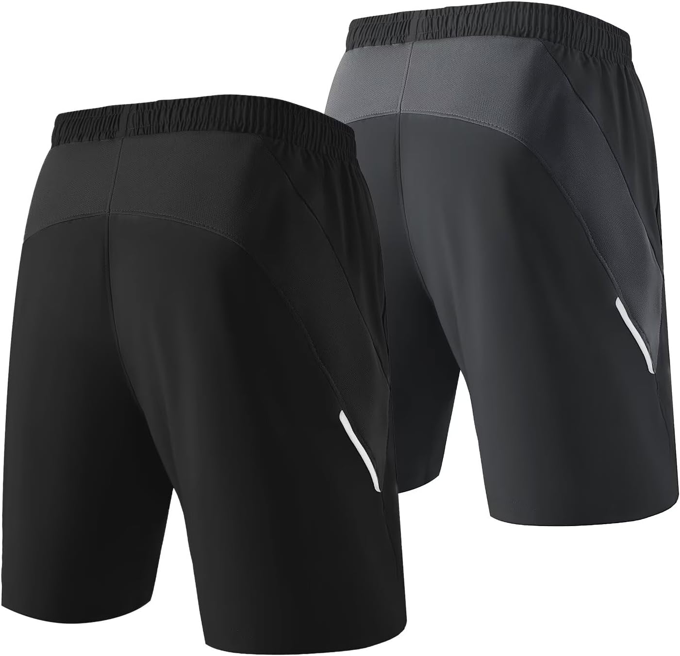 Detalle de HMIYA Herren-Sport-Shorts: schnelltrocknend, mit Reißverschlusstaschen – ideal für Workout, Laufen und Training