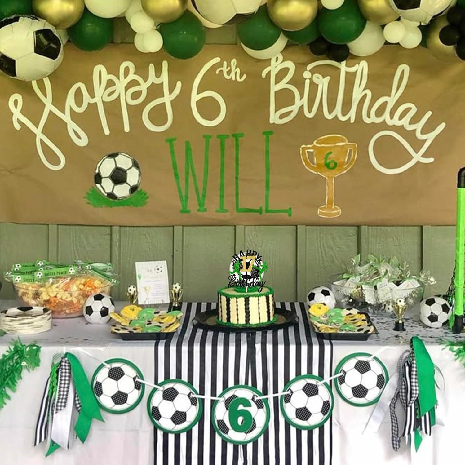 Thumbnail 2 de SYKYCTCY 13th Birthday Soccer Cake Topper set (1 pack) with stick