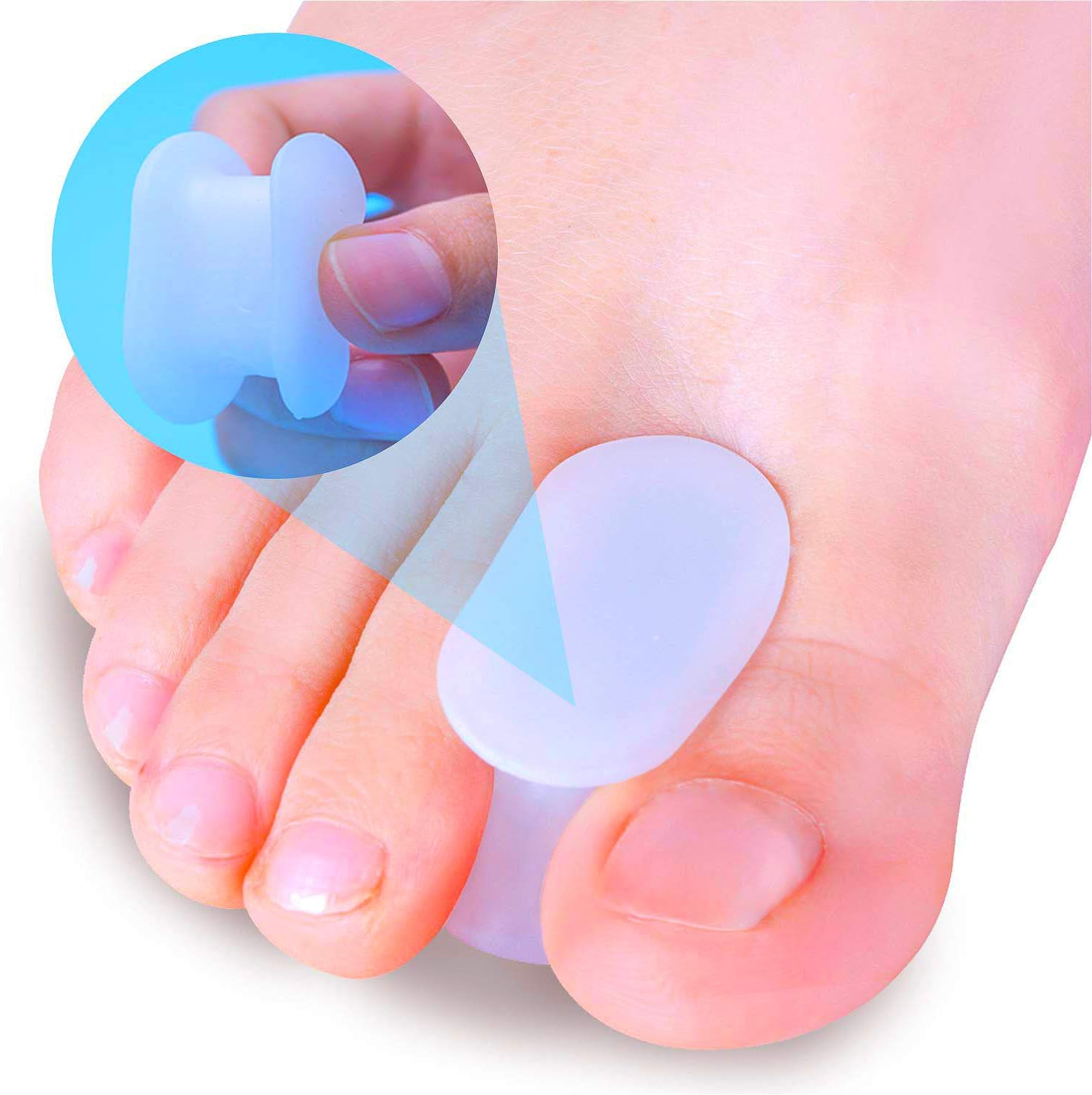 Detalle de Povihome Small Silicone Toe Spacers, 0.3-Inch Gel, 10-Pack
