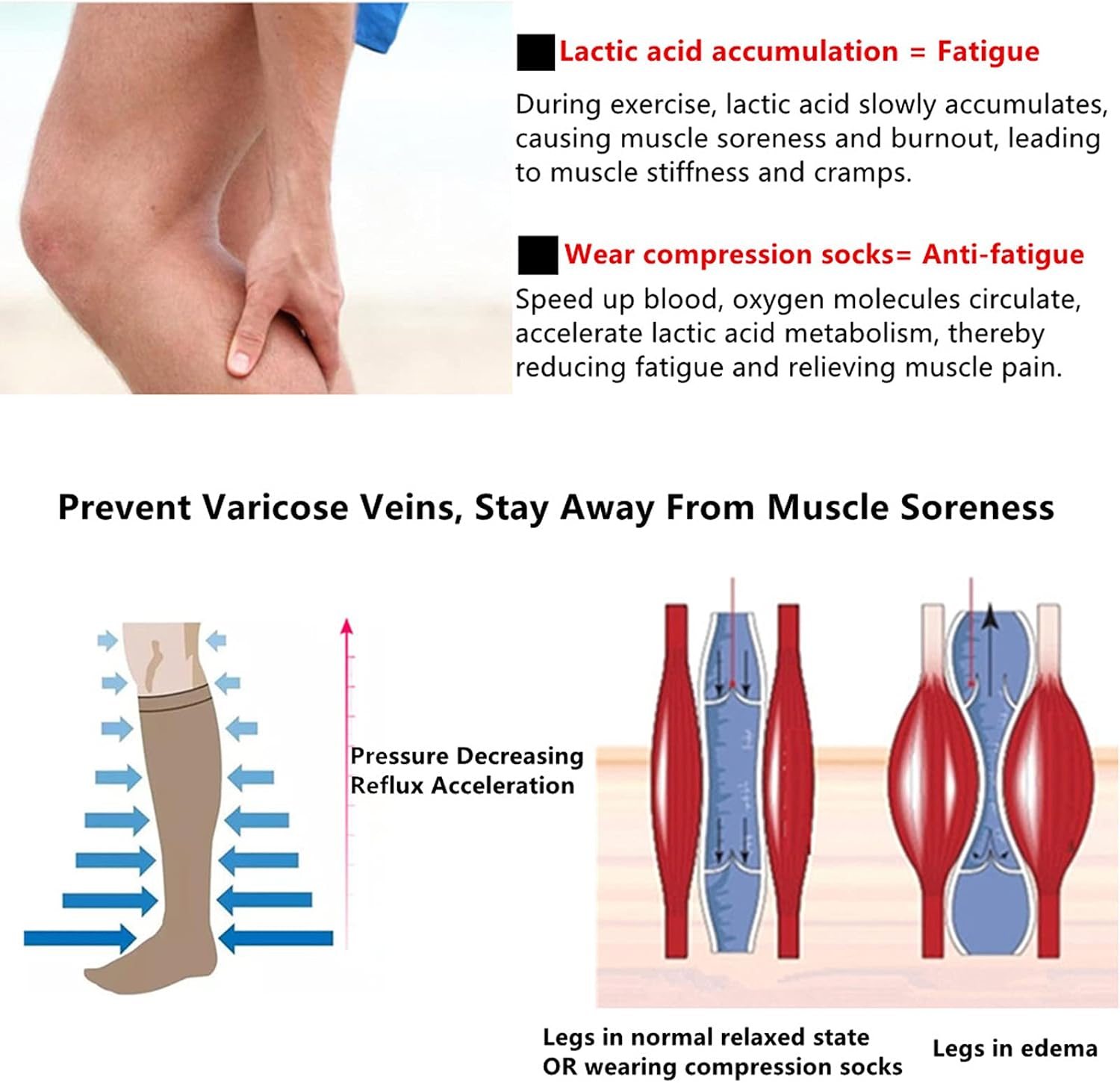 Thumbnail 4 de Zingso Compression Socks for Women and Men – 20-25 mmHg Knee-High Support Stockings (2/3/4/6 Pairs)