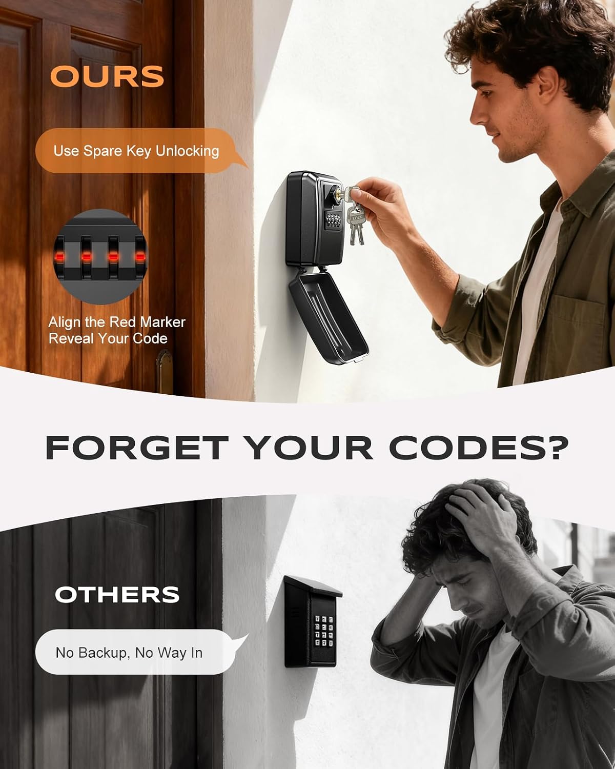 Thumbnail 3 de Mohard Key Safe Wall Mounted with Code, 4-Digit Combination – Weatherproof, Large Capacity Keybox