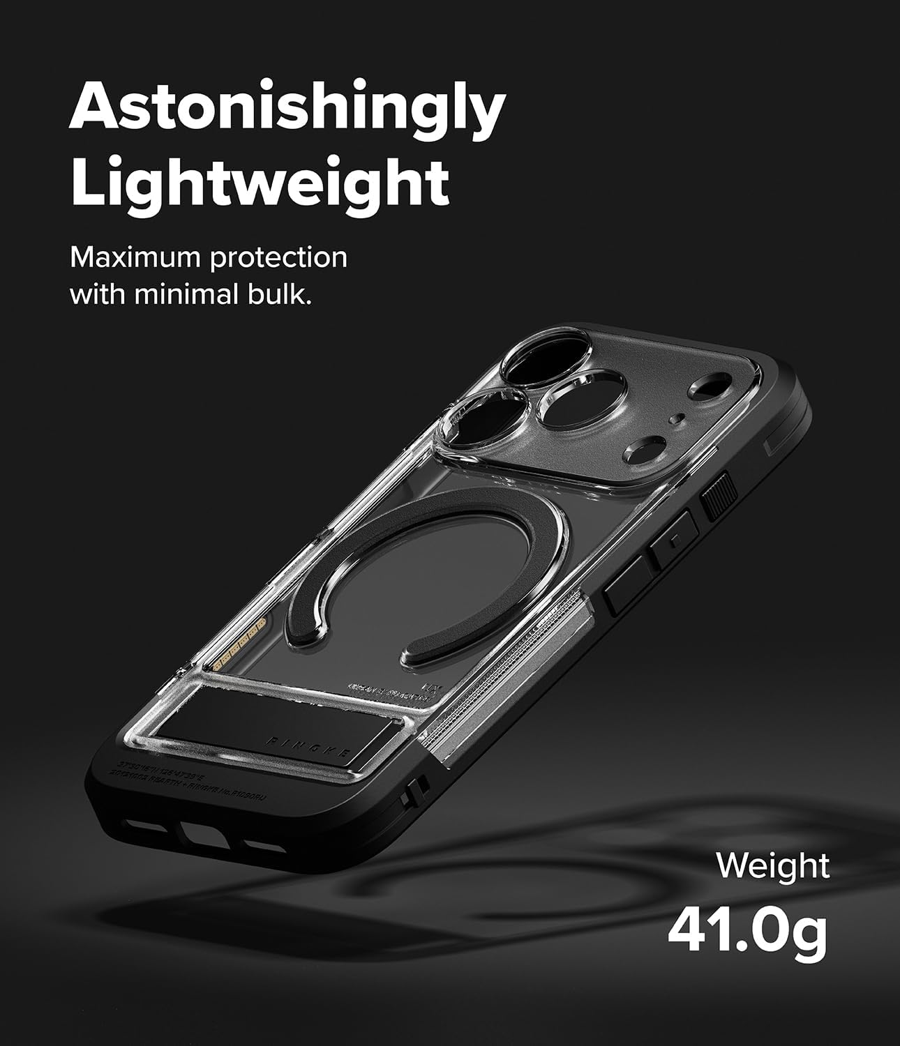 Detalle de Ringke UX Magnetic Case for iPhone 17 Pro – Clear, MagSafe Compatible with Built-In Kickstand