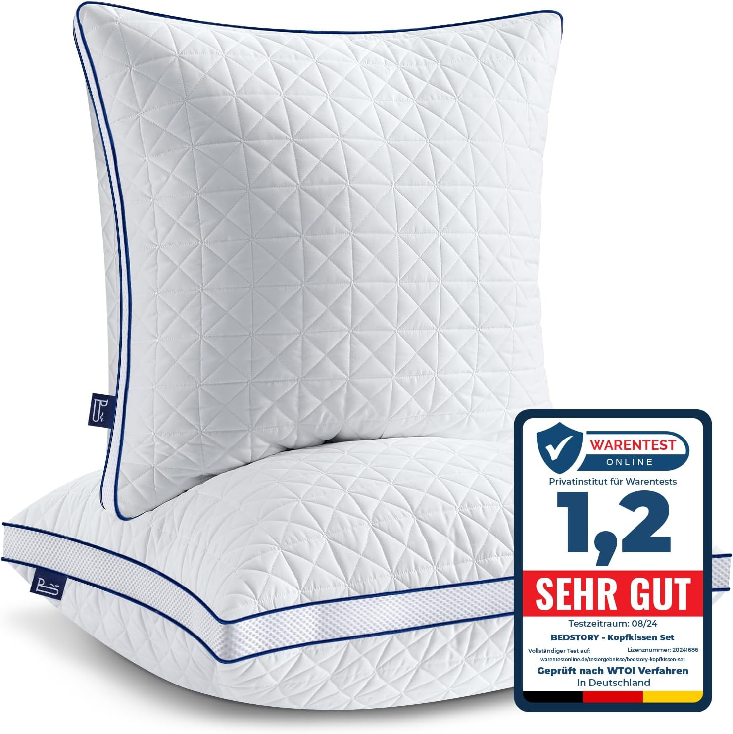 Detalle de BedStory Kopfkissen 80x80 2er Set