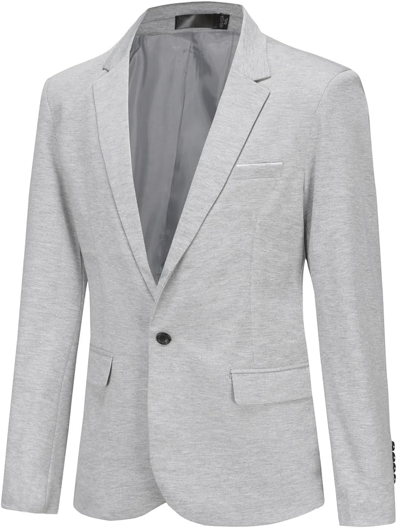 Thumbnail 1 de YFFUSHI blazer da uomo slim fit in cotone ed elastan, 1 bottone per lavoro, cerimonie e outfit casual