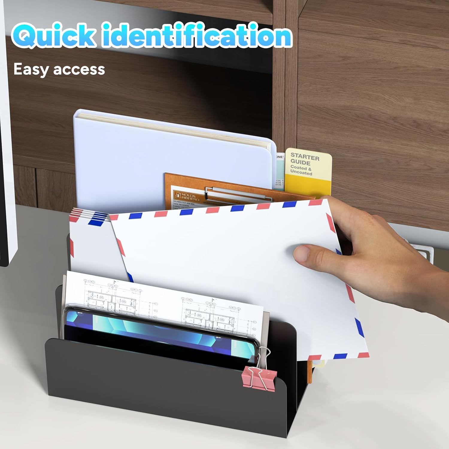 Detalle 2 de OUTIOE Mail Organizer Small Metal File Holder ๐