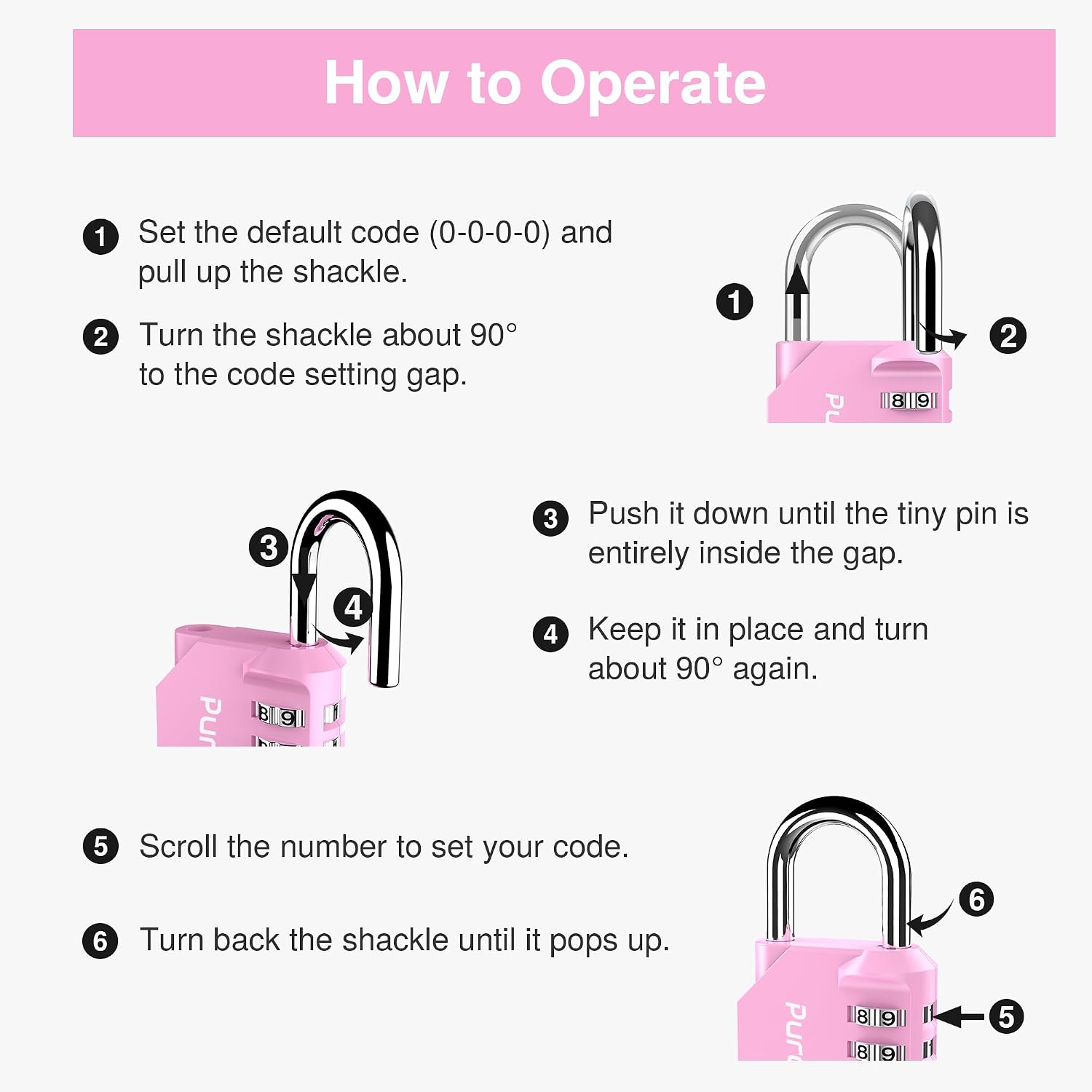 Thumbnail 5 de Puroma Combination Padlock, 4-Digit