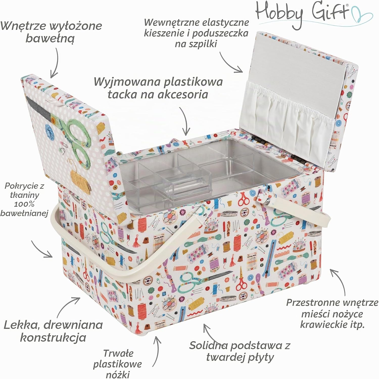 Thumbnail 2 de Hobby Gift Haby Notions – duże pudełko krawieckie z podwójną pokrywą i tacką