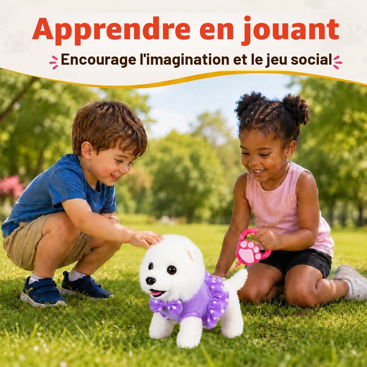 Thumbnail 3 de GOBRILLFUN DOG interactieve pluche puppy met verzorgingsset en leiband