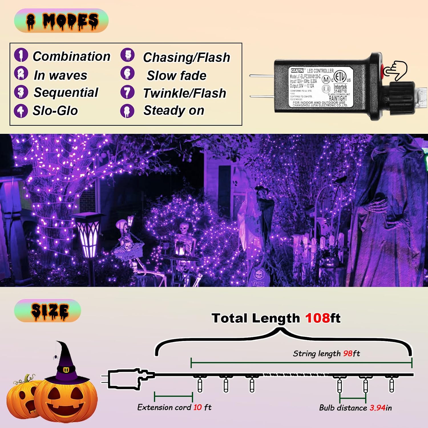 Detalle 2 de ILLUMINEW Purple String Lights, 300 LEDs