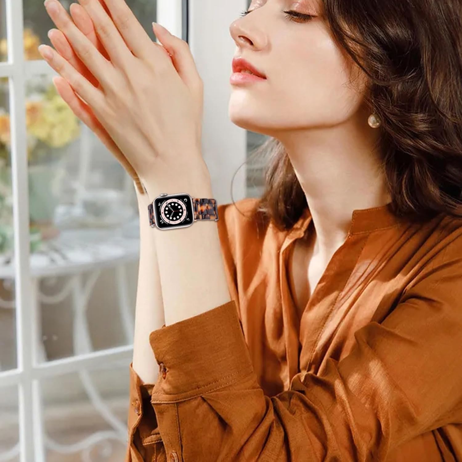 Thumbnail 5 de V.R.HOPE Modern Resin Straps for Apple Watch 44–49mm (Rose Gold, Turtle Shell)