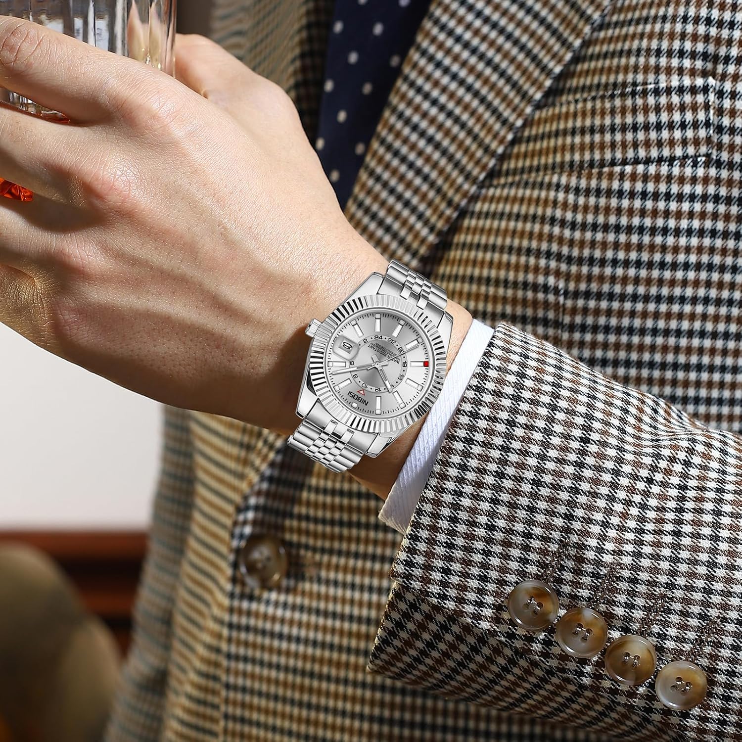 Thumbnail 5 de NIBOSI Orologio da polso da uomo business dress analogico al quarzo impermeabile con datario in acciaio inox