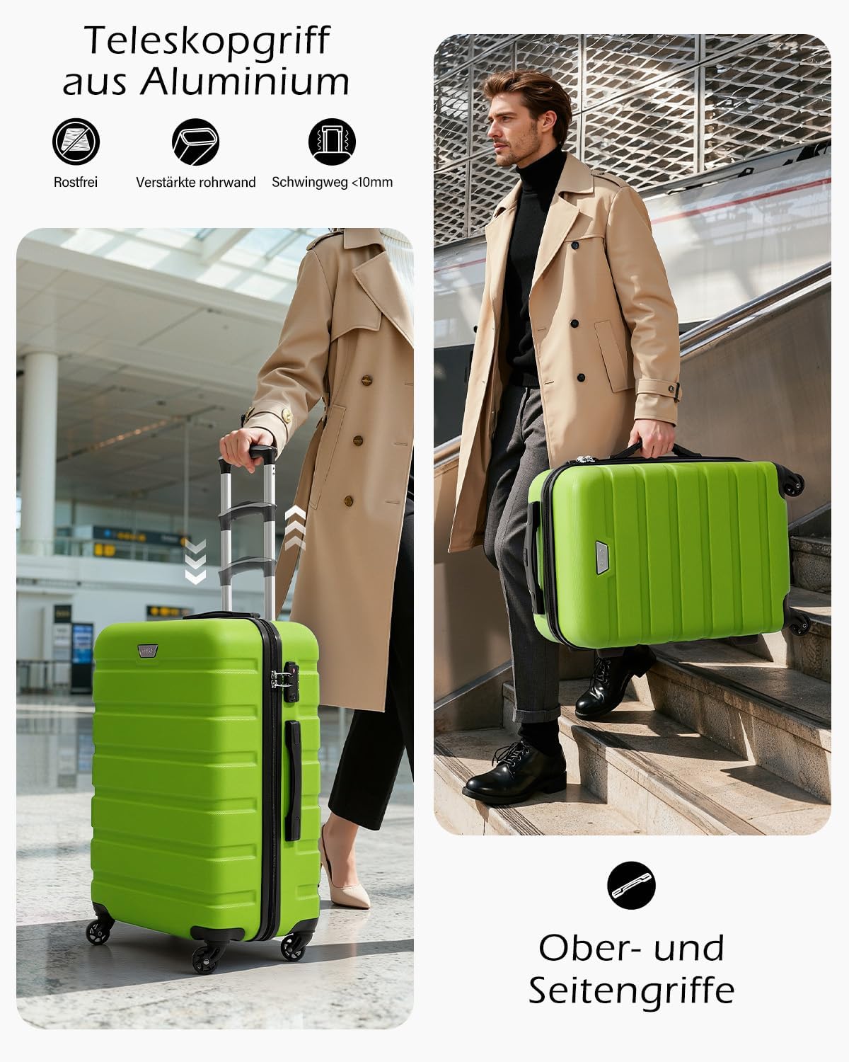 Detalle de COOLIFE Großkoffer 77 cm - Hartschale aus PC+ABS, 93 L, dunkelblau, 360° Spinner, TSA-Schloss