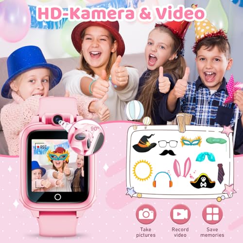 Thumbnail 1 de Awatty S9 Kinder-Smartwatch in Rosa mit Touchscreen, HD-Kamera und 14 Lernspielen