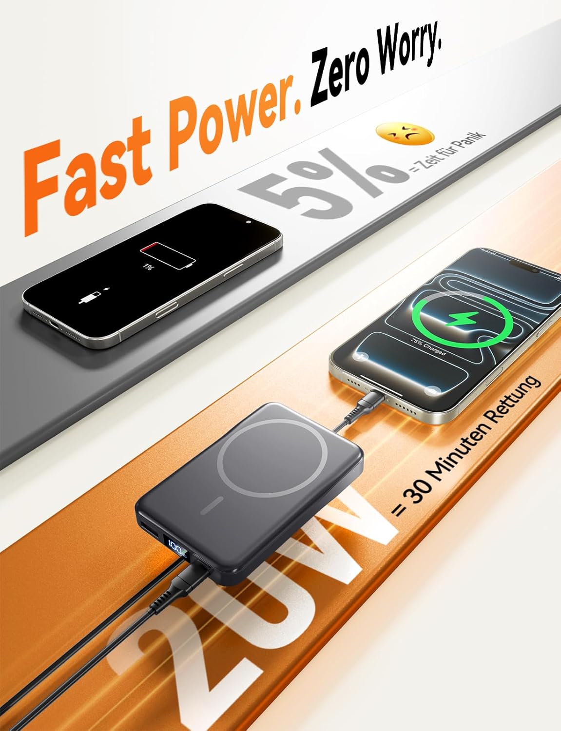 Detalle 2 de Magnetische Powerbank 10000mAh 20W PD