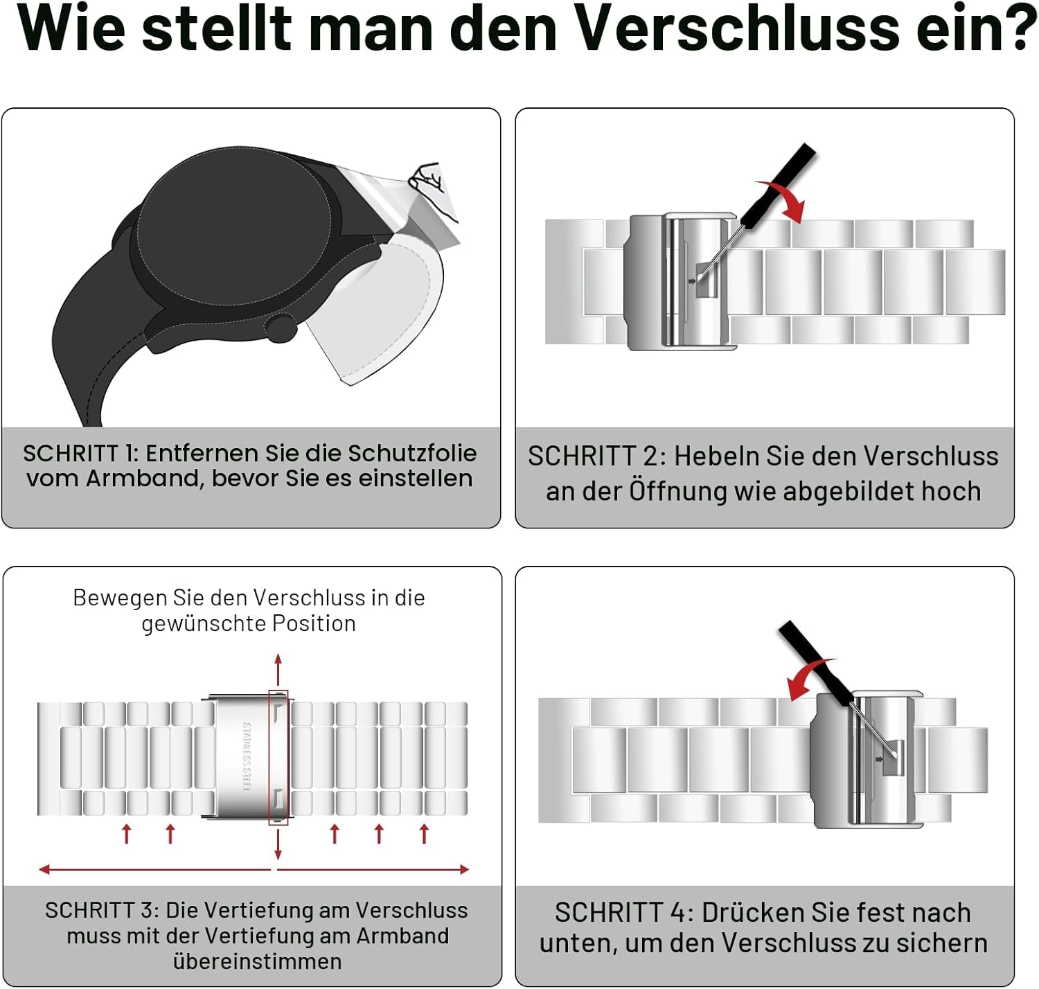 Detalle de LN LENQIN Herren Uhr Edelstahl – Datum, Leuchtziffern, 3ATM, Quarz-Armbanduhr
