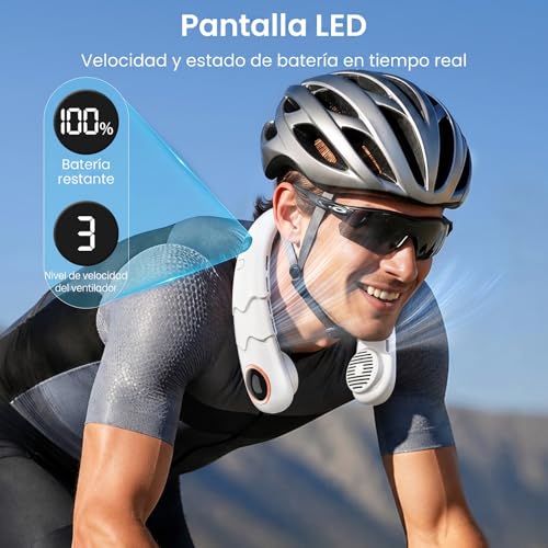 Detalle de SHINER Ventilador de Cuello Portátil: Viento en 360° con Pantalla LCD y Batería 2400 mAh