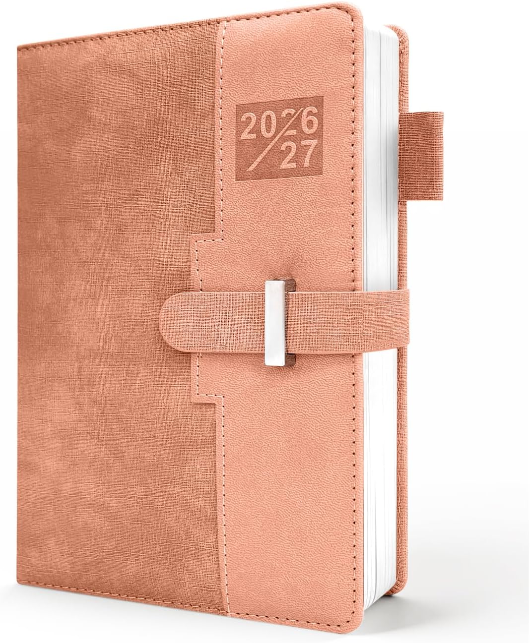 Detalle de HW CASA Agenda Giornaliera 2026/2027 A5 – Diario multilingue con etichette mensili 3D, PU e carta di alta qualità