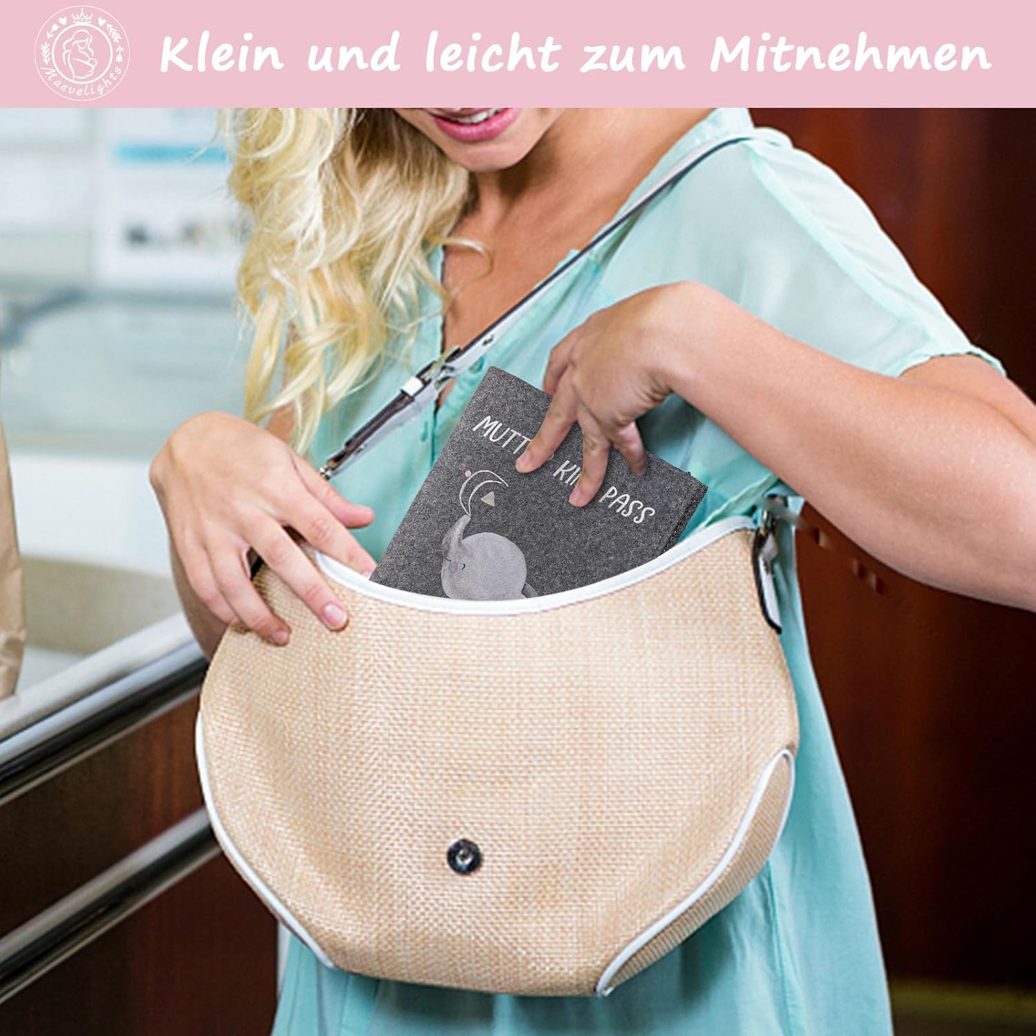 Detalle de Mutter-Kind-Pass Hülle aus Filz – Nur für Österreich geeignet