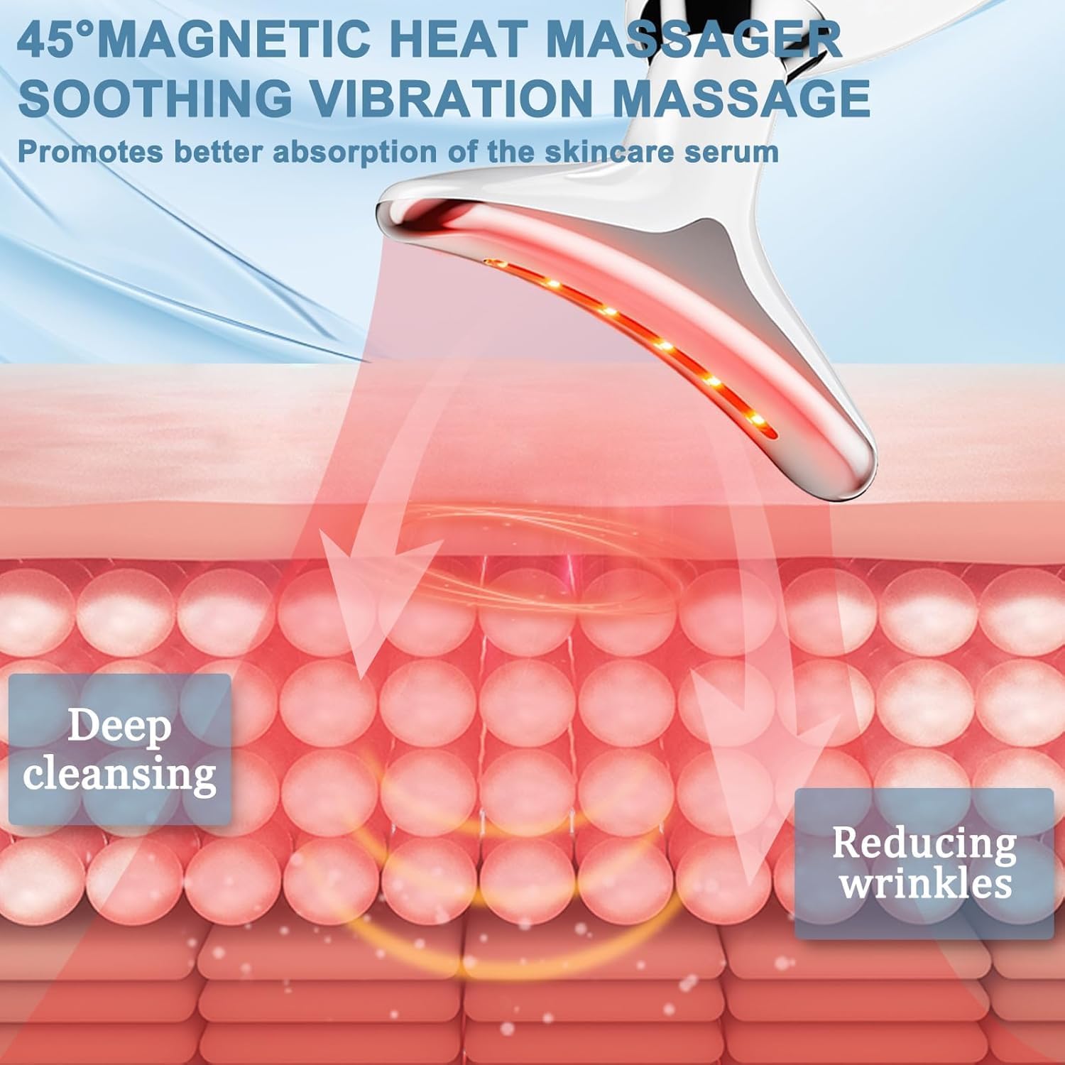 Detalle de Massaggiatore Viso Lifting elettrico antirughe con EMS, impacco caldo a 45°C e LED