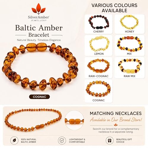 Thumbnail 3 de SilverAmber Jewellery UK Baltic Amber Anklet Bracelet Cognac – Handmade, 12 cm