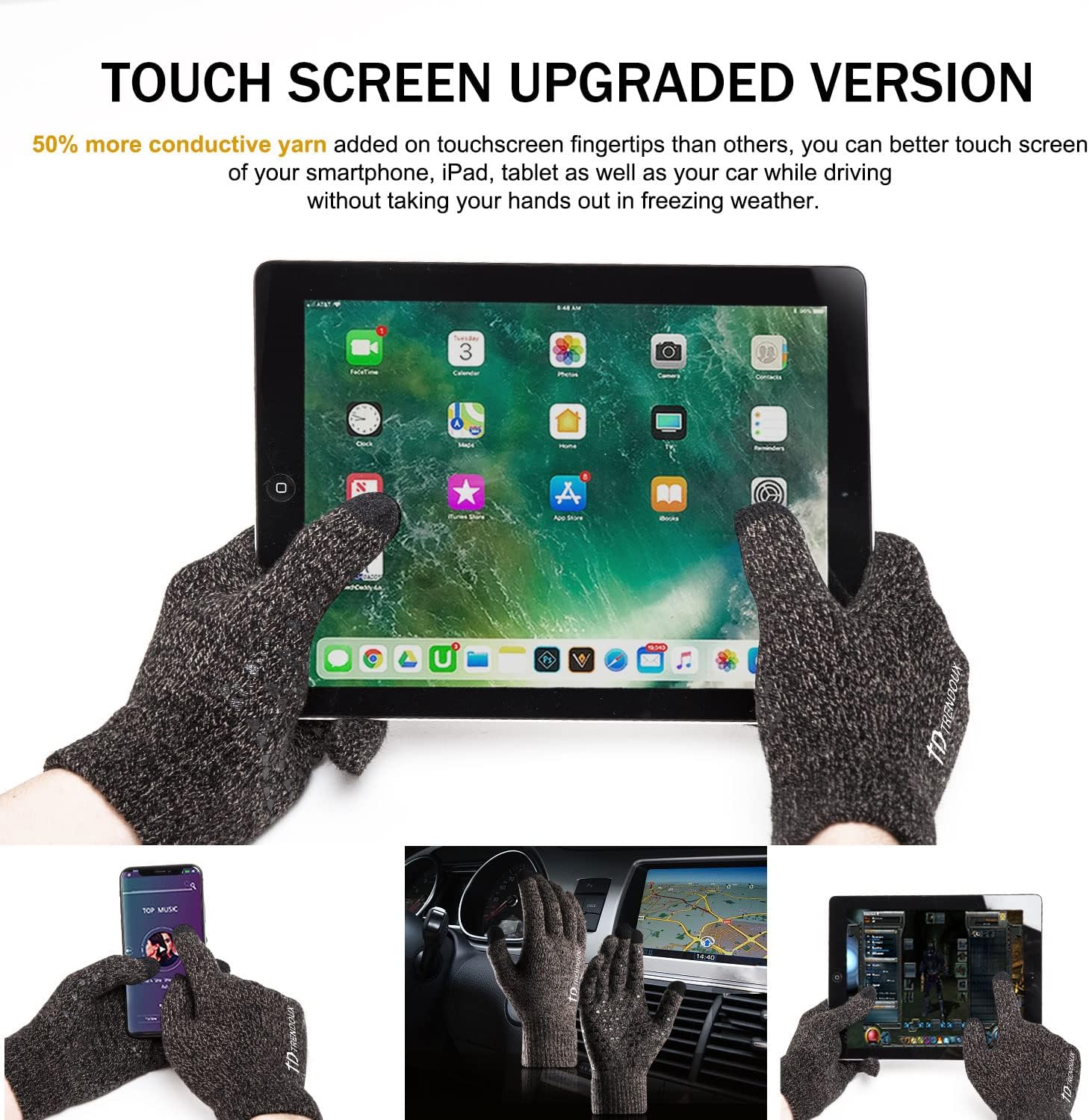 Thumbnail 1 de TRENDOUX Winter Gloves touchscreen thermal gloves