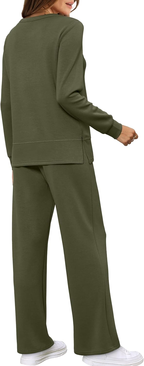 Detalle 2 de WIHOLL Women’s 2-Piece Lounge Set Sweatshirt & Wide-Leg Pants for Travel and Everyday Comfort