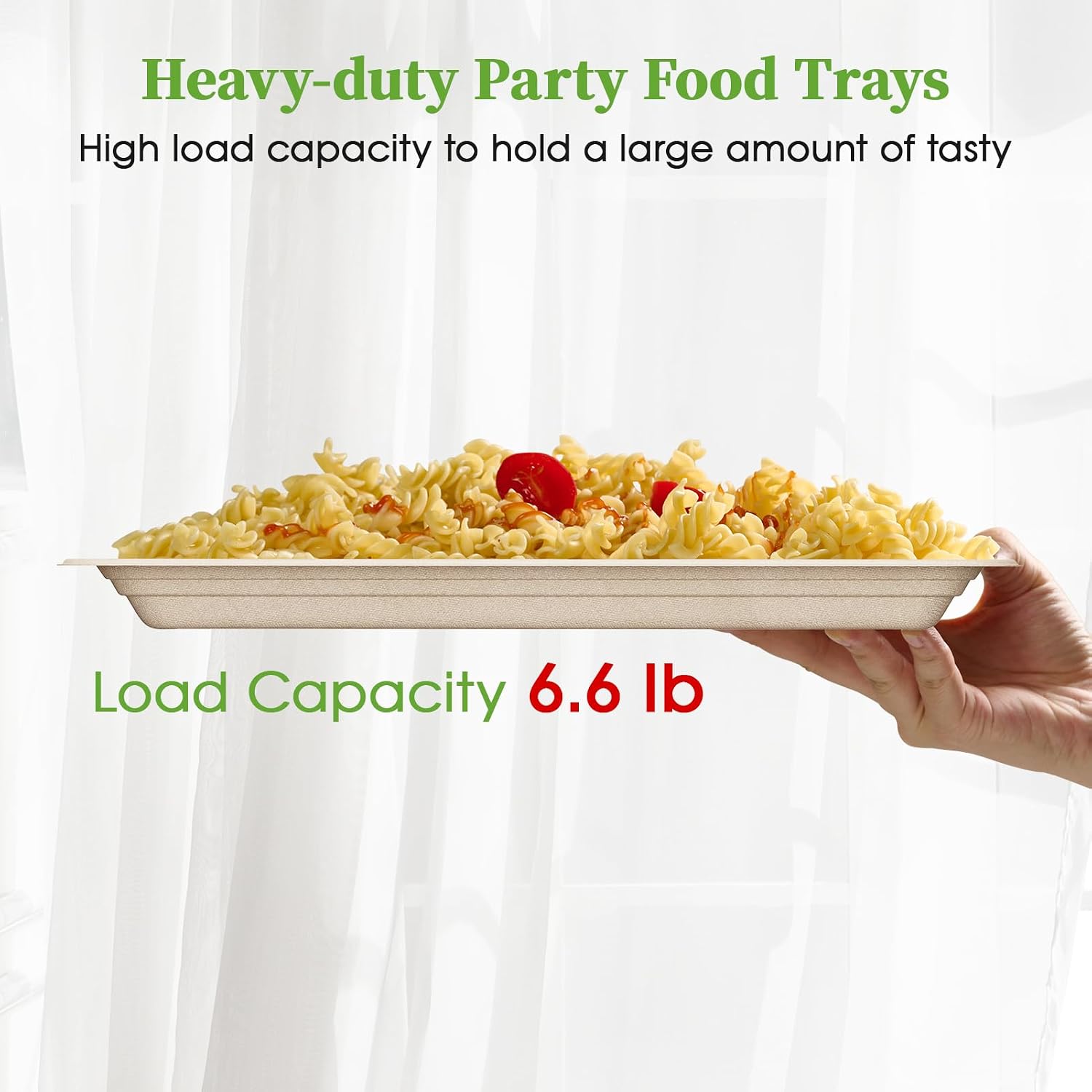 Detalle de ECOLipak 14-Inch Disposable Food Trays (100 Pack): Compostable, Heavy-Duty Crawfish & Party Serving Plates