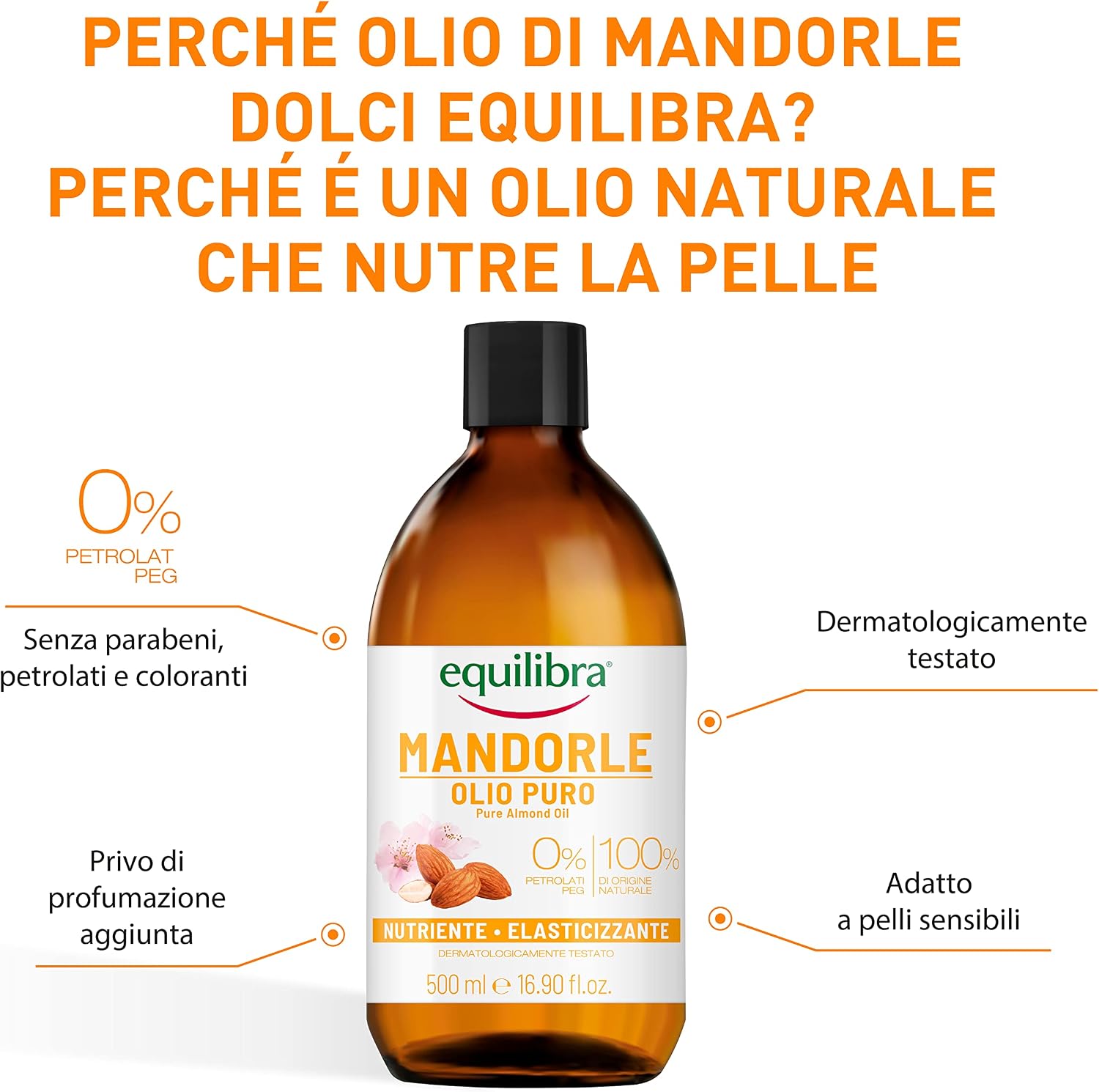 Detalle de equilibra Corpo Olio di Mandorle Dolci Puro protettivo, nutriente ed elasticizzante (2 x 500 ml) per smagliature in gravidanza o dieta ipocalorica
