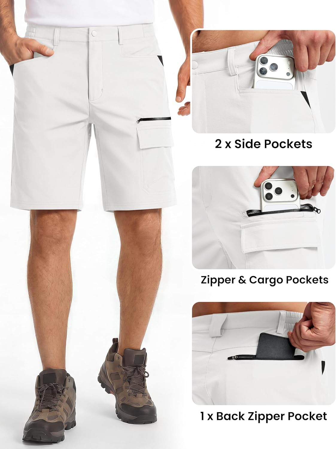 Detalle de TACVASEN Men's Cargo Shorts, 7-Inch/10-Inch, Quick-Dry Stretch Nylon