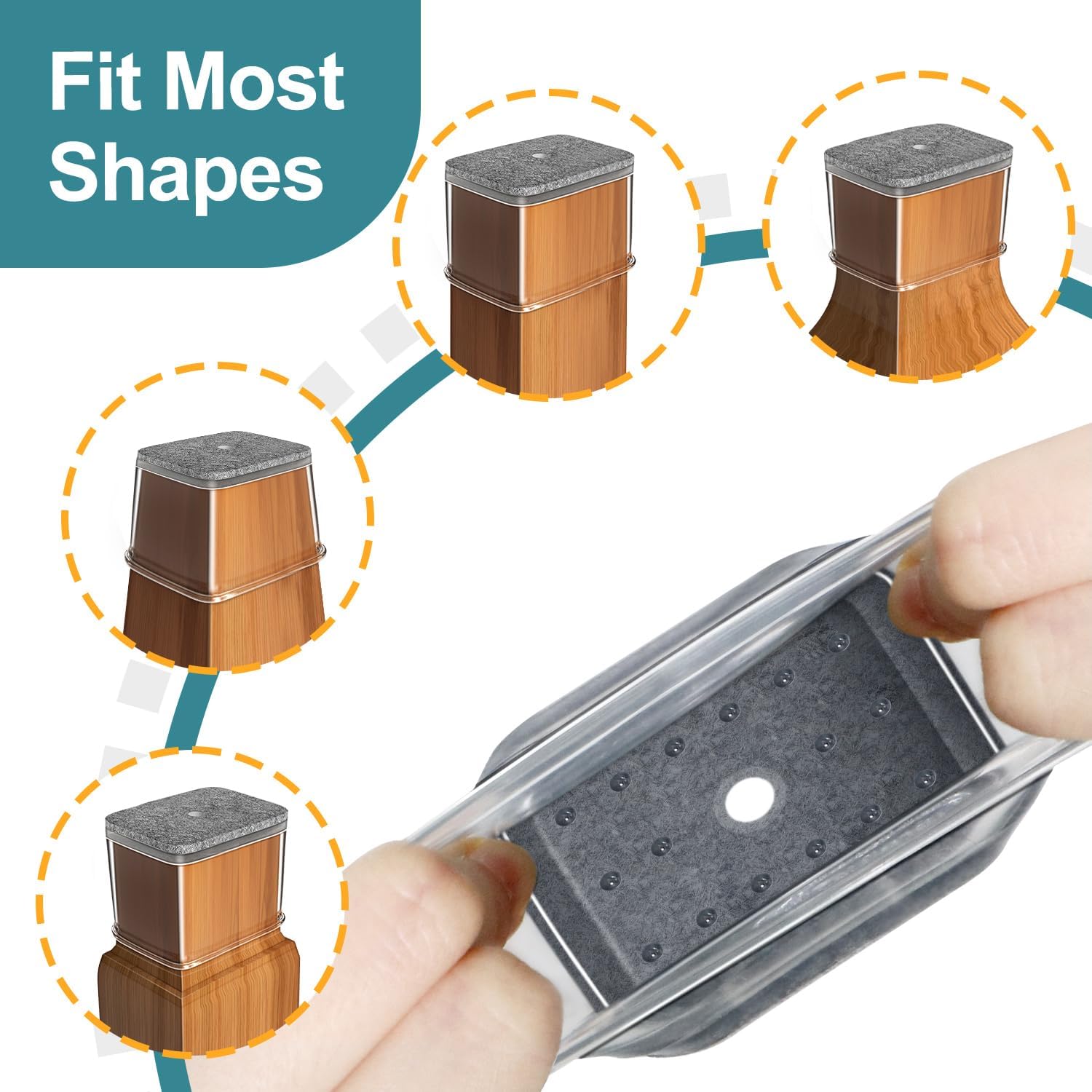 Thumbnail 2 de 24 Pcs Rectangular Silicone Felt Chair Leg Protectors for Hard Floors (L 28–38mm, W 19–25mm)