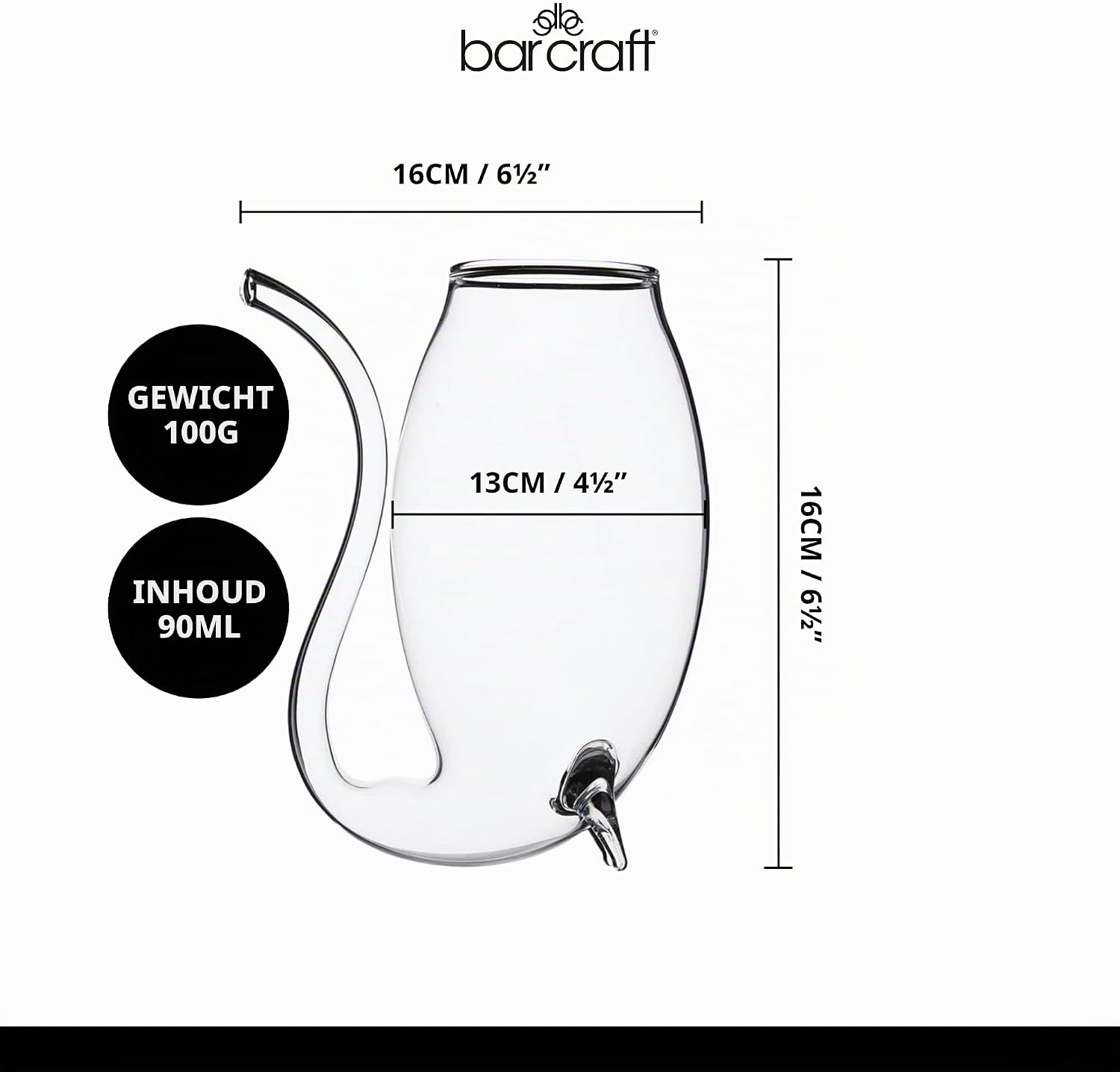 Detalle 2 de BarCraft portglazenset, 4 mondgeblazen glazen van 90 ml met drinkbuis