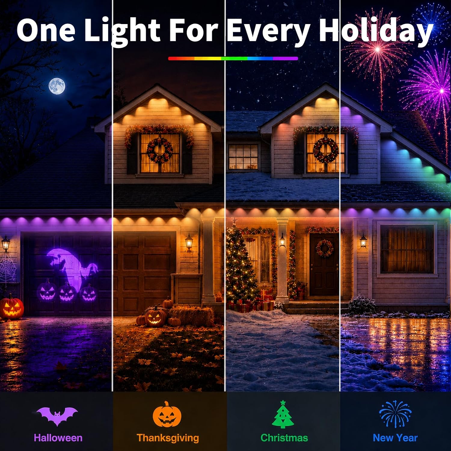 Detalle de INCARLED INCAR-100FT-OUTDOOR-STRING Outdoor Lights, 100FT RGBIC, 60 LEDs, IP67