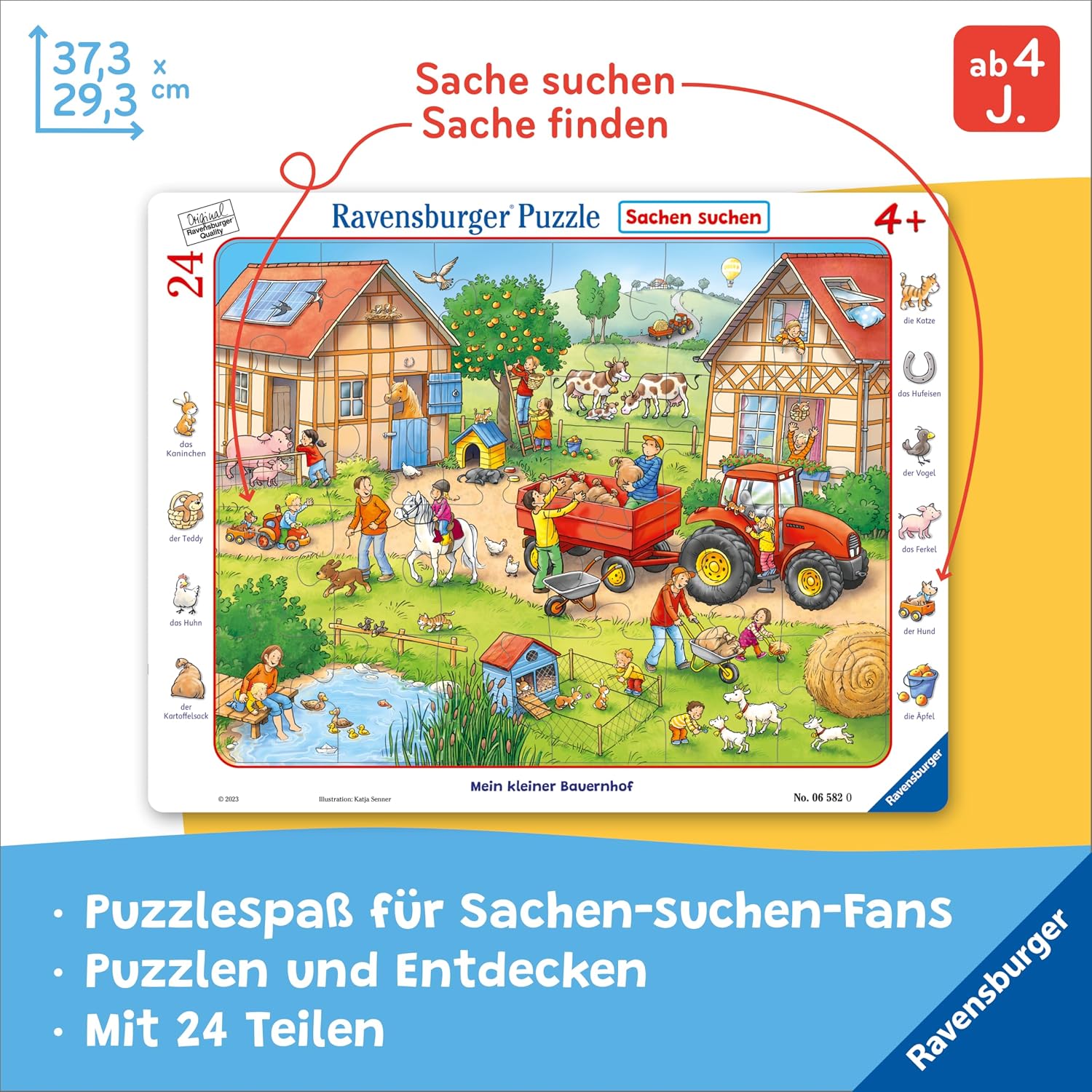 Detalle 2 de Ravensburger Kinderpuzzle 06582 „Mein kleiner Bauernhof“ – Rahmenpuzzle mit 24 Teilen ab 4 Jahren