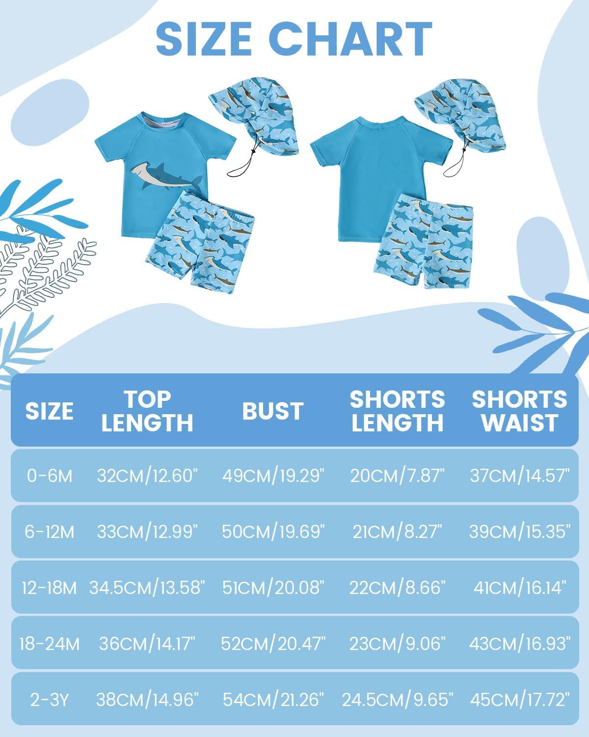 Thumbnail 5 de WYTbaby Costume da bagno per bambini, due pezzi, maniche corte, 3 mesi – 3 anni
