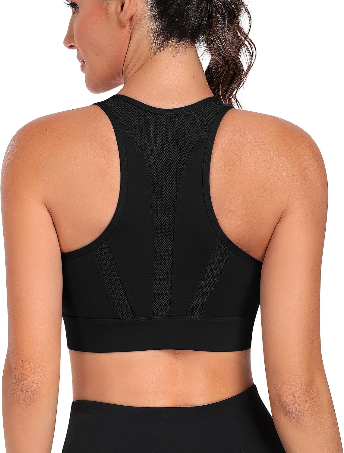Detalle 2 de JoyGirl High-Impact Zip-Front Racerback Sports Bra for Women