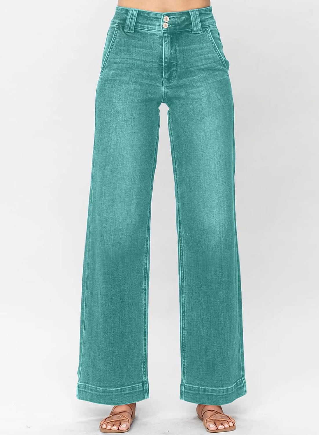 Thumbnail 1 de Astylish Women's High Waisted Wide Leg Straight Jeans