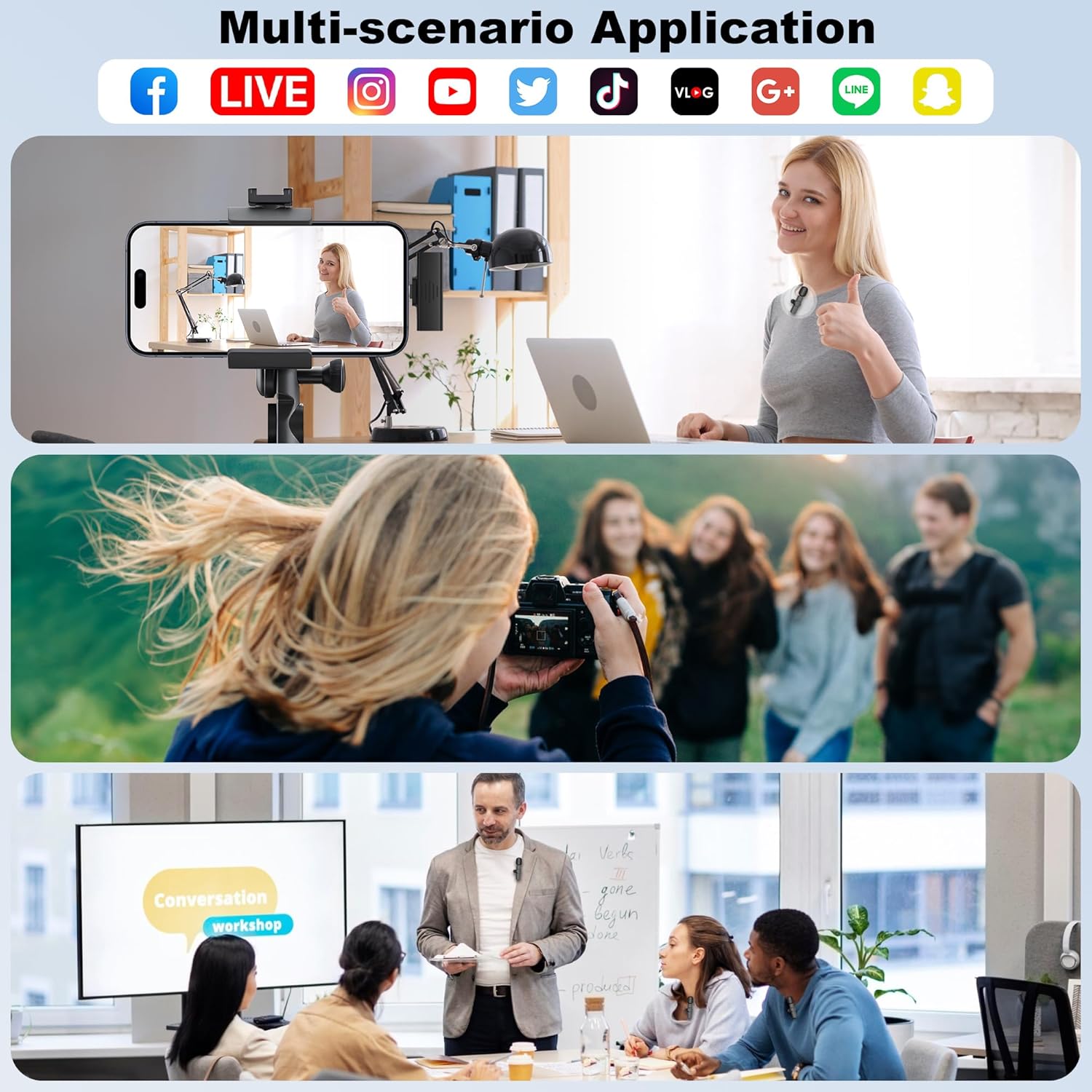 Thumbnail 6 de CKOKC Wireless Lavalier Microphone for iPhone - Android - Computer: Practical, versatile Tactic for On‑Camera audio