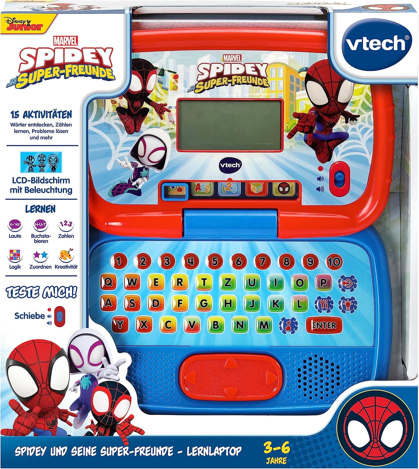 Detalle de VTech Spidey Lernlaptop – Kindgerechter Lerncomputer mit QWERTZ-Tastatur