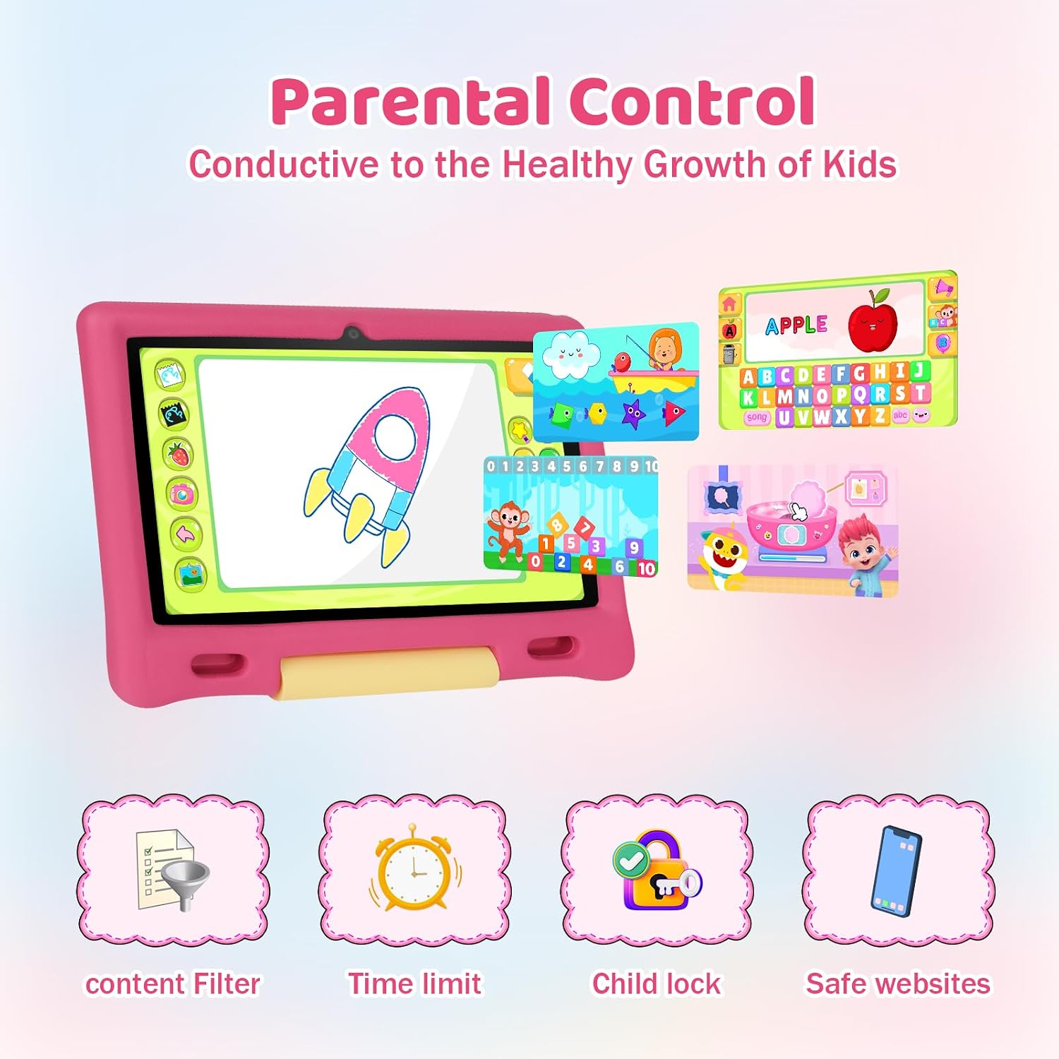 Thumbnail 3 de Gleeso Tablet Bambini 10'': Android 14, Controllo Genitori e Archiviazione Espandibile