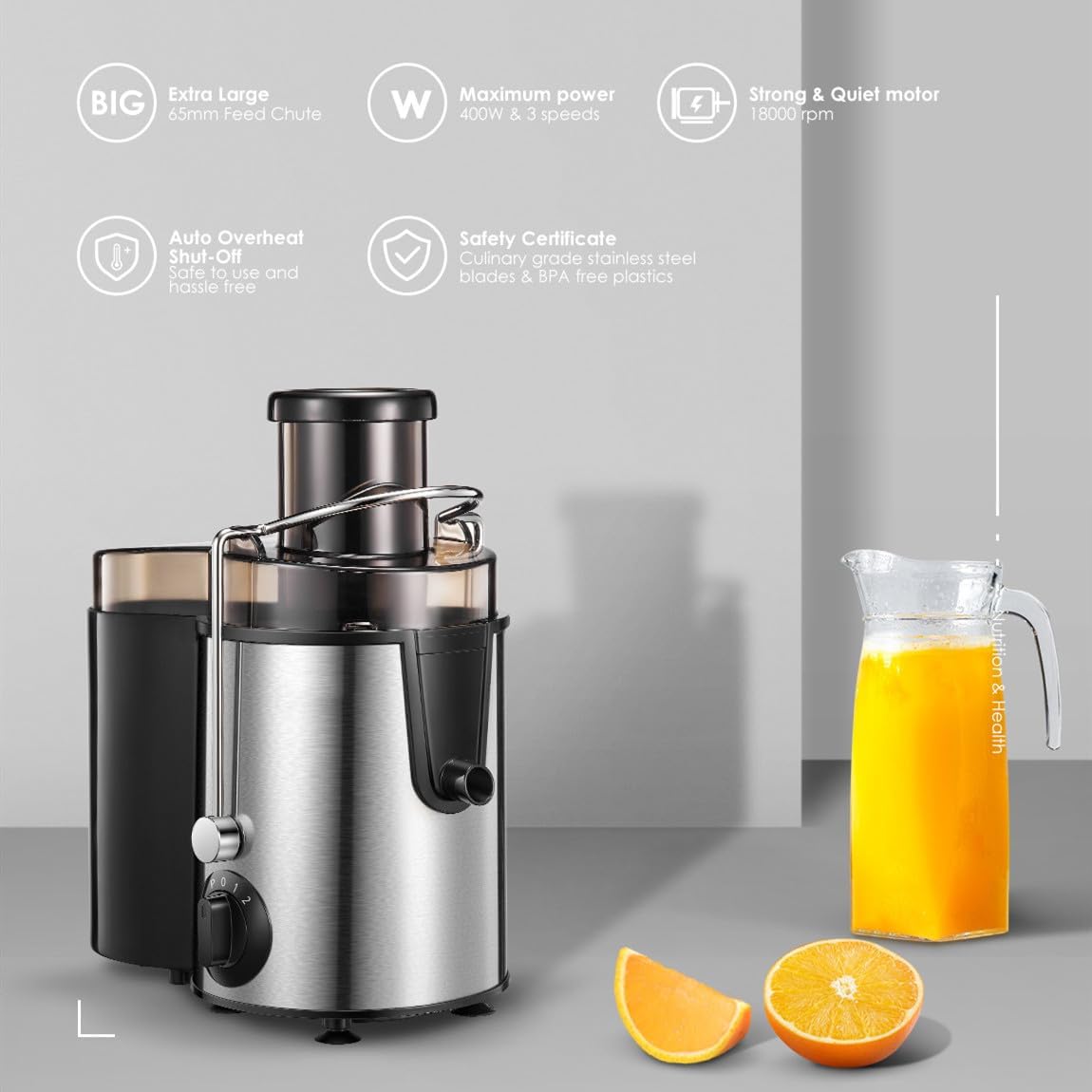 Thumbnail 4 de FOHERE Juicer 800W 3-Speed