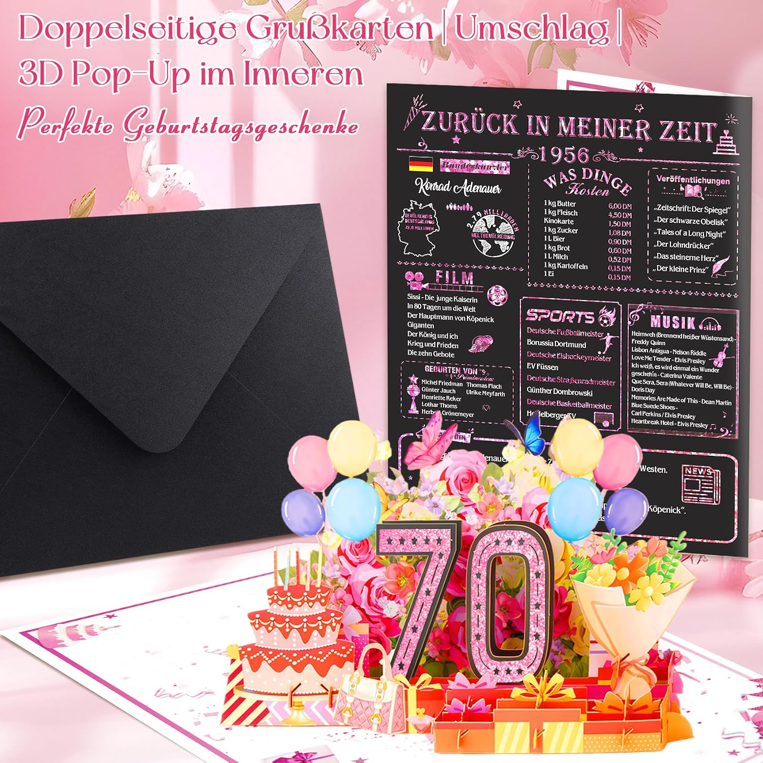 Detalle 2 de OLOSONG Geburtstagskarte 70 3D Pop-up