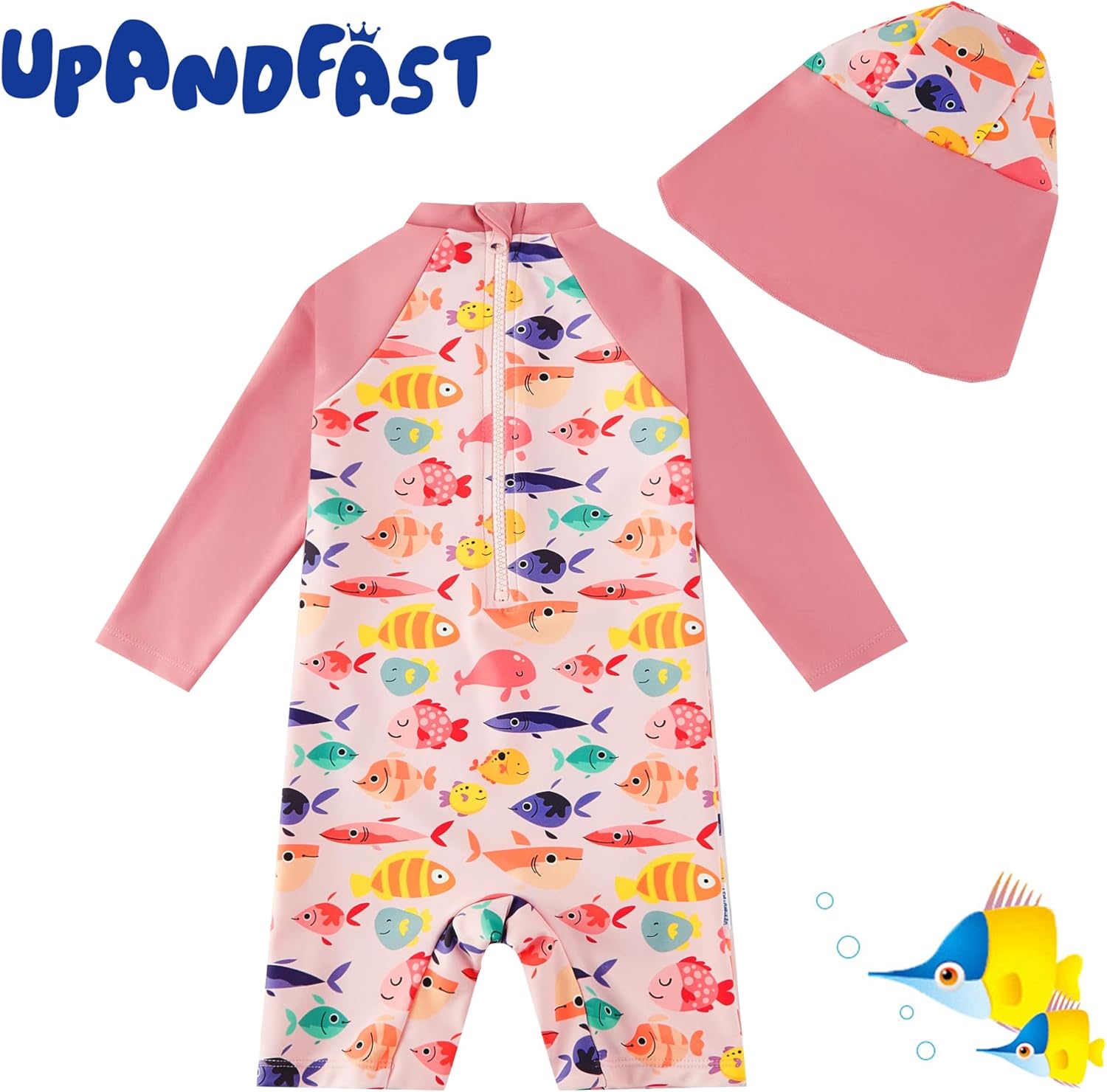 Thumbnail 2 de upandfast Baby Badeanzug mit Knöpfen UV-Schutz – mit Sonnenhut, Reißverschluss-Schutz & UPF 50+