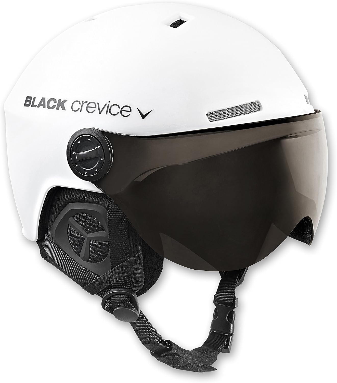Detalle de Black Crevice Arlberg Casque de Ski avec 2 visières – Mixte Adulte, Blanc, Taille S/M (54-57 cm)