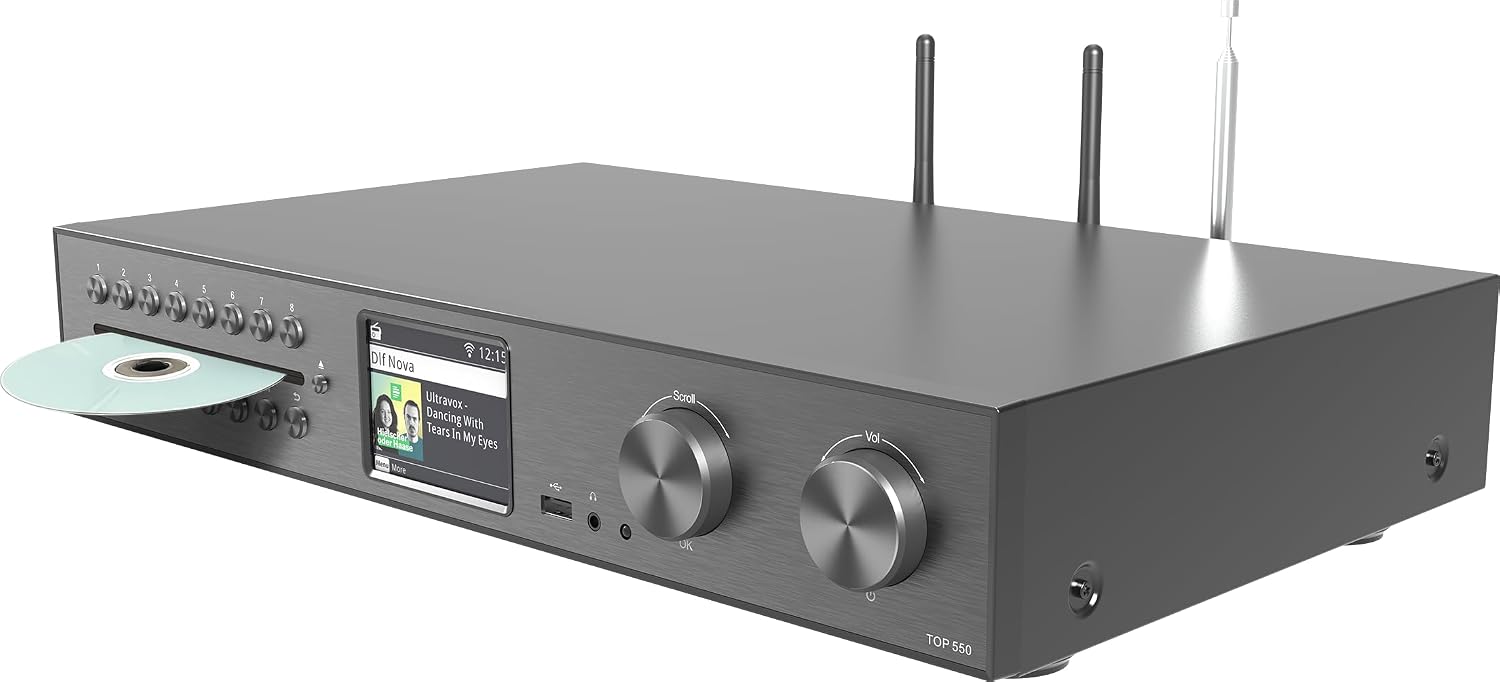 Detalle de TELESTAR Top 550: Système HiFi tout-en-un 43 cm avec amplificateur 2 x 30 W, CD et streaming