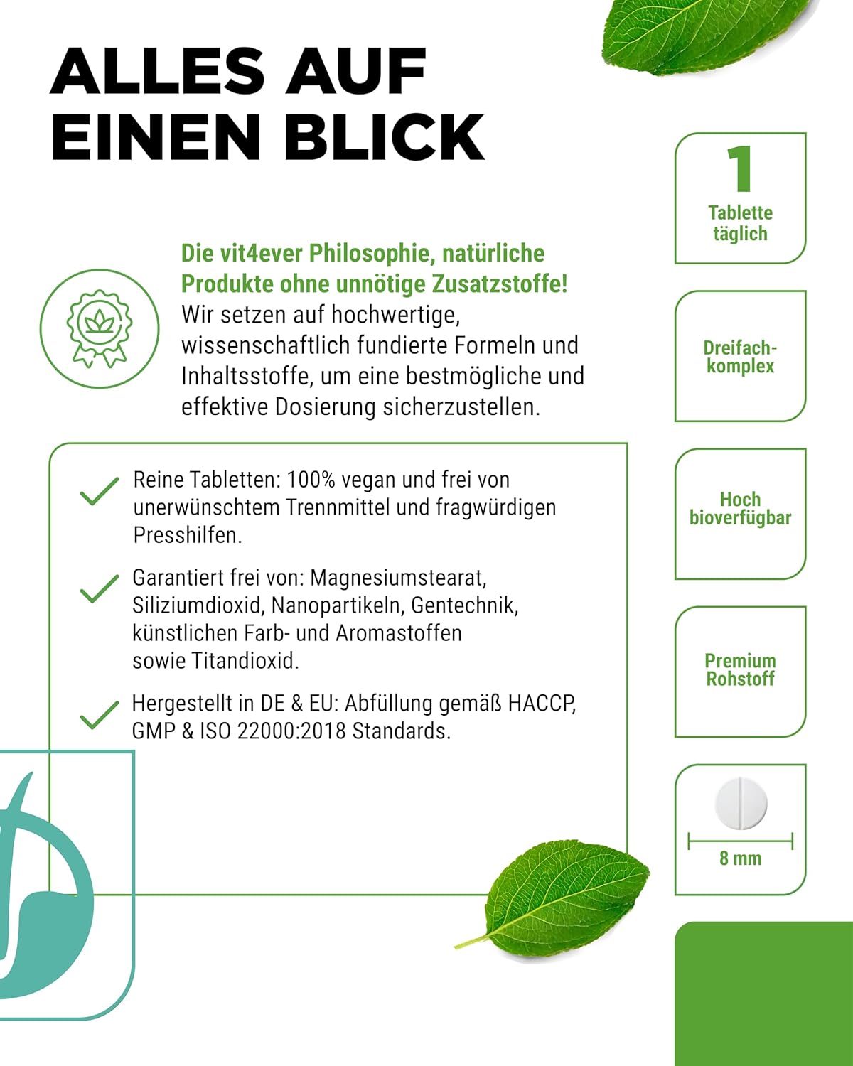 Thumbnail 3 de vit4ever Biotin Komplex + Selen + Zink – vegan, 365 Tabletten für Haut, Haare & Nägel