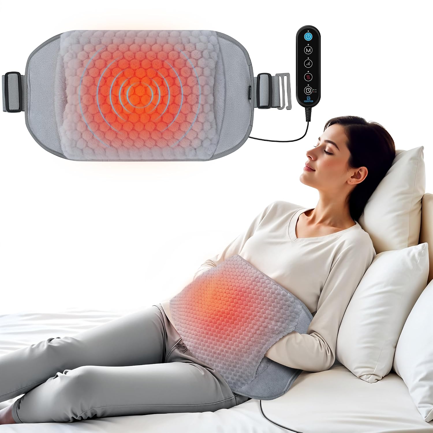 Detalle de COMFIER Graphene Heating Pad with Vibration Massage and Hand Warmer Pocket